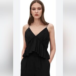 Lilysilk women’s 100% Mulberry Silk Black Cami with spaghetti straps.